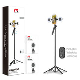 MyBat Pro HaloPod Tripod Selfie Stick with Two Ring Light & Balance Handle – Black