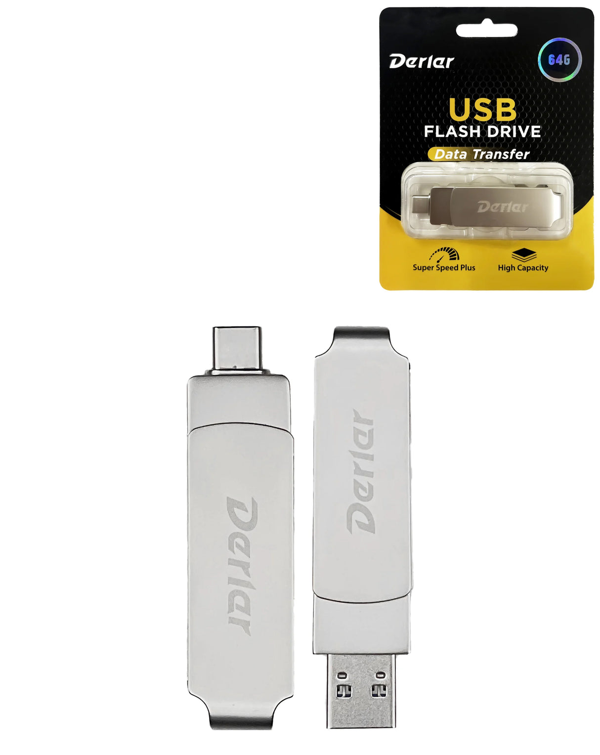 Derlar Dual USB 3.2 Type A + C USB Flash Drive
