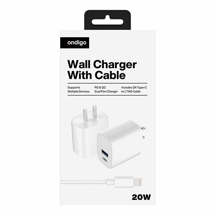 20W Type C PD QC+ USB A Wall Charger w 3ft LTNG Cable – GENIUS PLANET