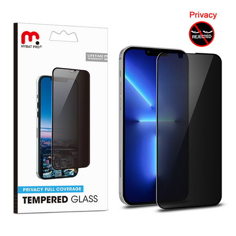 MyBat Pro Privacy Full Coverage Tempered Glass Screen Protector for Apple iPhone 13 Pro Max (6.7) / 14 Plus (6.7) - Smoke