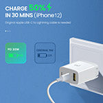 MyBat Pro Fast Charging Wall Charger with Dual Port USB-A QC3.0 and USB-C Power Delivery (30W) - White
