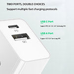 MyBat Dual Port Wall Charger (USB-A + USB-C 22W Power Delivery) - White