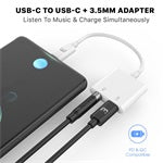 Adaptador de tomada de áudio USB-C MyBat Pro 2 em 1 - Branco