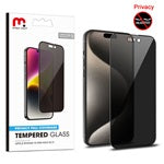 Protector de pantalla de vidrio templado de cobertura total MyBat Pro Privacy para Apple iPhone 15 Pro Max (6.7) - Negro