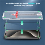 MyBat Pro QuickGuard Tempered Glass Screen Protector w/ Installation Tray for Apple iPhone 15 Pro Max (6.7) - Black