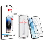 Protetor de tela de vidro temperado MyBat Pro QuickGuard com bandeja de instalação para Apple iPhone 15 (6.1) - Preto