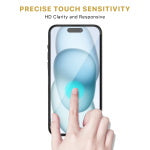 Protetor de tela de vidro temperado MyBat Pro QuickGuard com bandeja de instalação para Apple iPhone 15 (6.1) - Preto