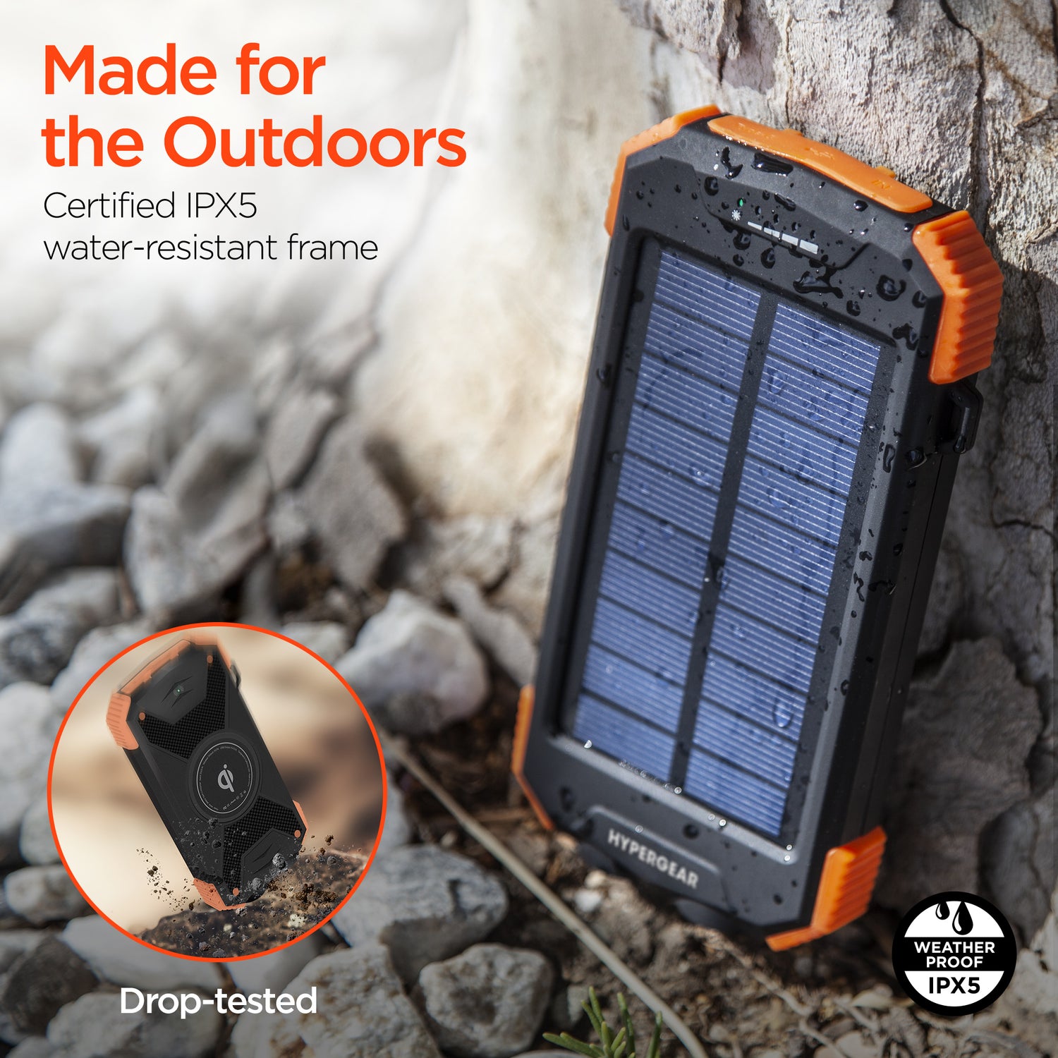 HyperGear Solar 10000 Wireless-Black/orange : 10,000mAh