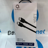 CABLE QUIKCELL USB-C A USB-C-Negro: 10 pies