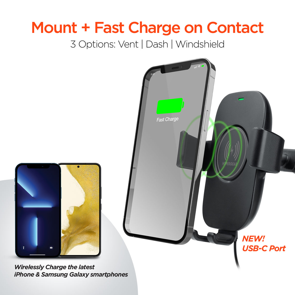 Gravity 15W Wireless Fast Charge Mount preto